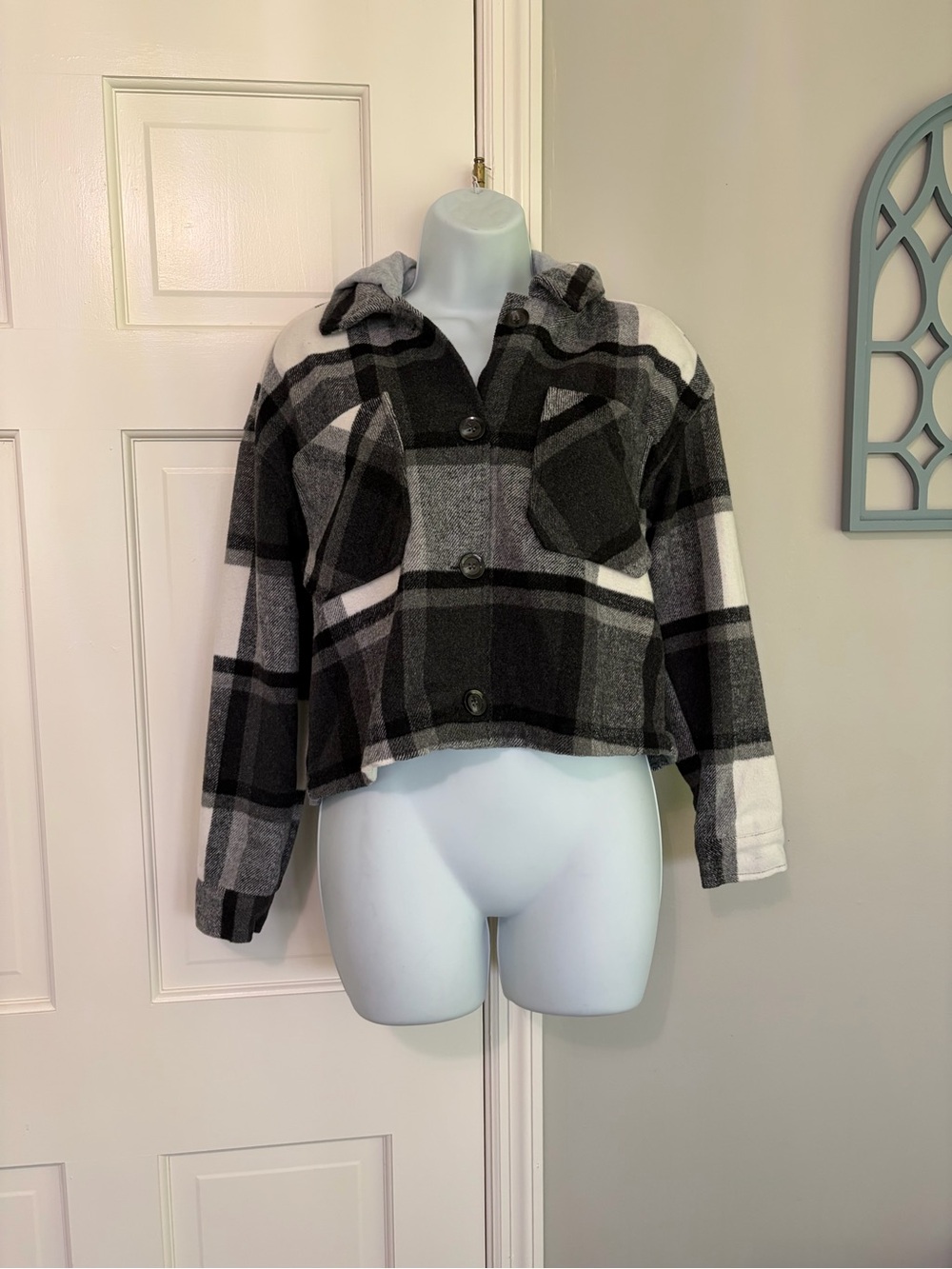 Ashley By 26 International Black & Gray Plaid Outerwear